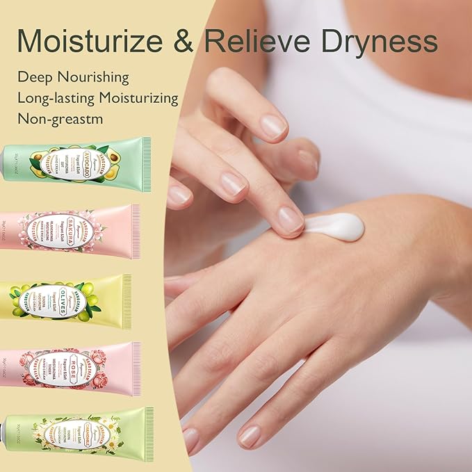 5 Pack Hand Cream Lotion Gifts Set - Mini Hand Lotion for Dry Cracked Hands Skin Travel Size Moisturizing Non Greasy Hydrating Hand Moisturizer Lotion for Women Teengirls, Plant Fragrance 1.06Oz Each