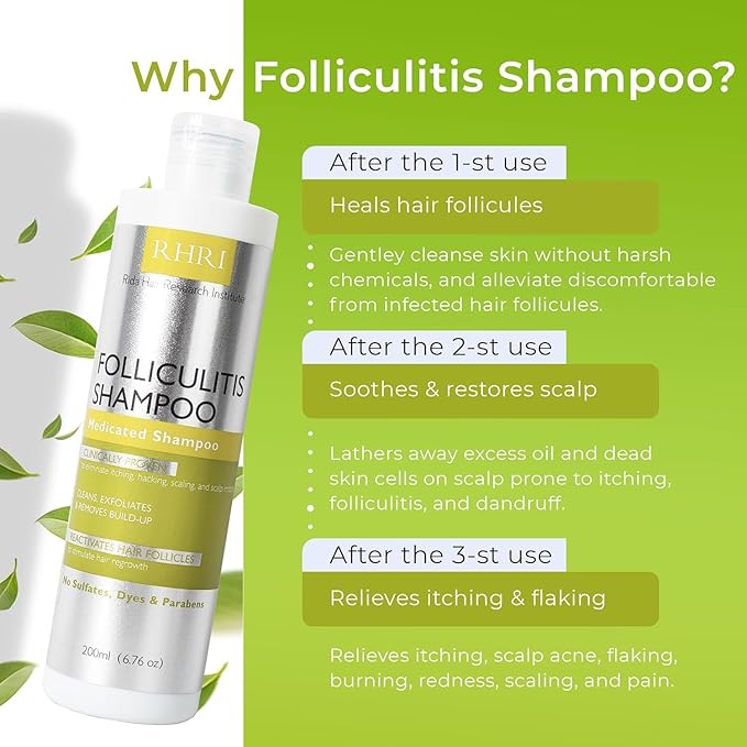 Folliculitis Shampoo | Antifungal Shampoo for Seborrheic Dermatitis, Scalp Psoriasis & Dandruff | Soothes Itchy, Dry Scalp | Cleanses, Exfoliates & Removes Build-Up | Reactivates Hair Follicles