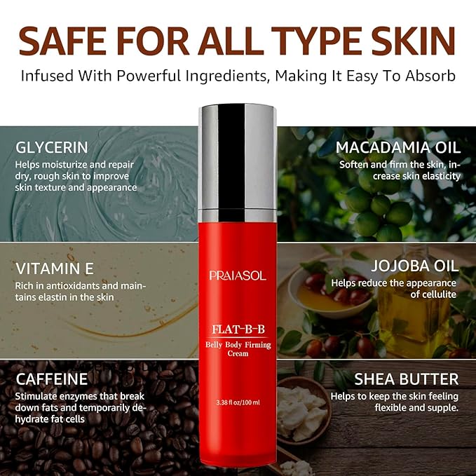 Moisturizing Belly Firming Cream: Firming Cream for Loose Skin - Skin Tightening Cream for Stomach, Arms, Belly, Thighs and Butt 100 ml