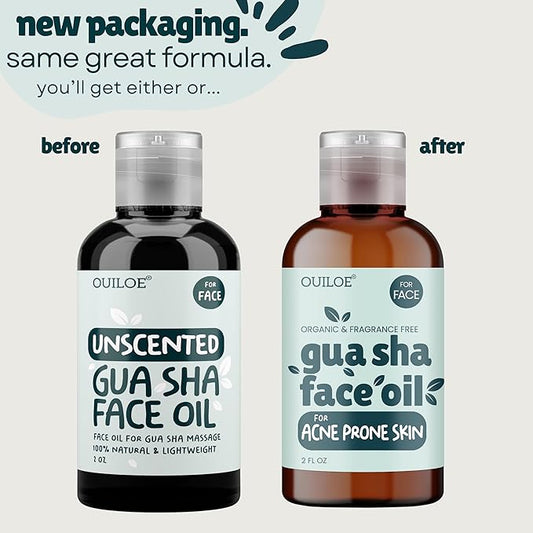 Gua Sha Oil for Face - Lymphatic and Anti Aging Facial Oil for Gua Sha Massage - Safe for Acne Prone Skin - Organic, Non Comedogenic, Fragrance Free, Lightweight - Use with Guasha Facial Tools, 2oz