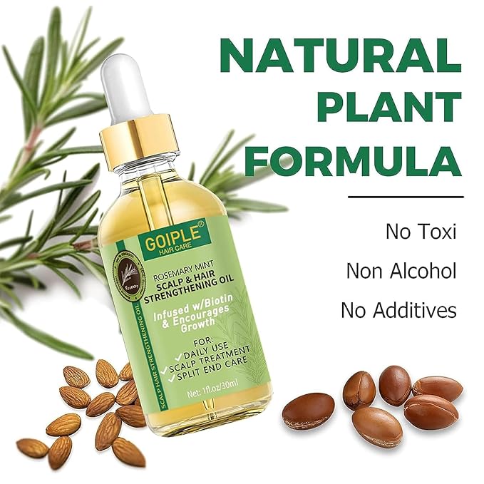 WOZUTUNT Rosemary Oil, 1 FL OZ - Natural Hair Growth Oil With Essential Oils, Nourishing Treatment for Split Ends, Dry Scalp, Hair Loss - Women's Hair Care