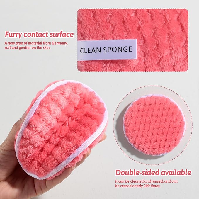 JPNK Face Sponges Cleansing Exfoliating Facial Sponges for Facial Mask Tools Removing and Makeup Remover Pads Set (Pink)