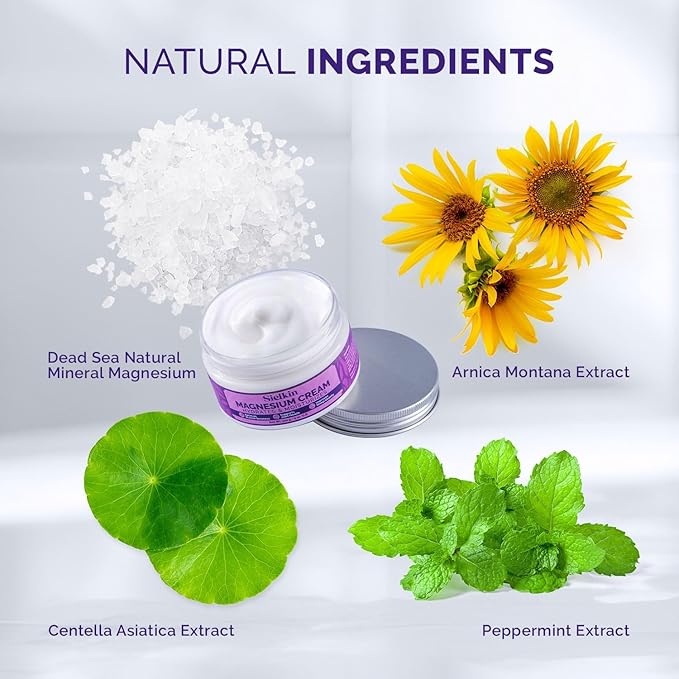 Topical Magnesium Lotion Leg Cream: Organic Magnesium Body Butter for Sweet Sleep/Leg Cramps/Feet/Arms/Chest Muscle Pain Relaxtion- Calm Moisturizing Cream - Day and Night Fast Absorption 4 oz