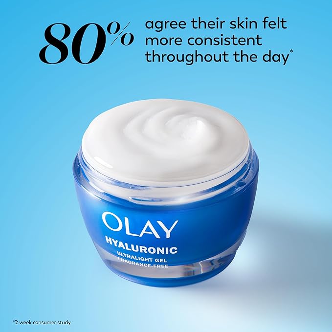 Olay Hyaluronic Acid Face Moisturizer, Instant Hydration for Women, Fragrance-Free - Dry Skin Solution, Glowing, Smoothing, Plumping, Renewing - Niacinamide, Amino Peptides 1.7 Oz