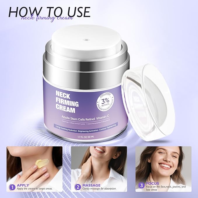 BLAUSE Neck Firming Cream, Retinol Cream for Face with Collagen and Hyaluronic Acid, Neck Creams for Tightening and Firming for Man & Women, 1.7 Fl oz Crepey Skin Creams for Face and Neck (2pcs)