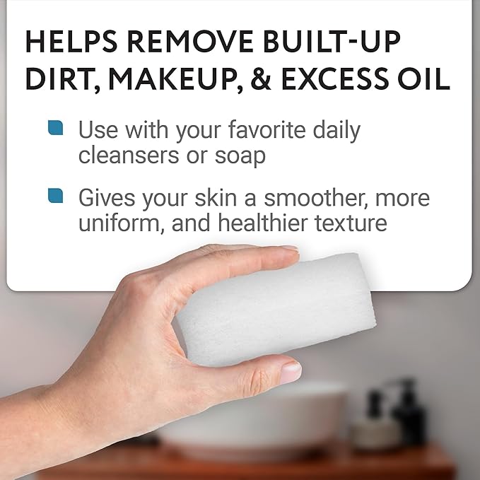 IMPRESA Facial Exfoliating Pads - Extra Thick White Pad Face Sponge - Deep Cleansing & Daily Exfoliation - 10 Pack for Normal to Oily Skin - Face Scrubber Facial Scrub Pads - Reusable & Made in USA