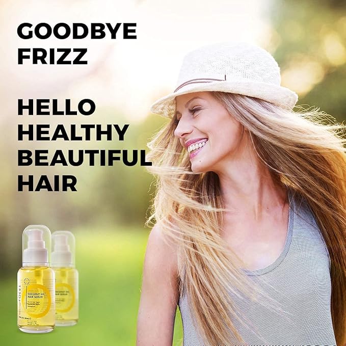 Coconut & Argan Oil Hairs Serum a Natural Leave In Conditioner Boosted with Vitamin E, Birrea Seed, and silk Protein - Revitalize & Detangle for a Smooth and shiny Look - 50ml (3 Pack)