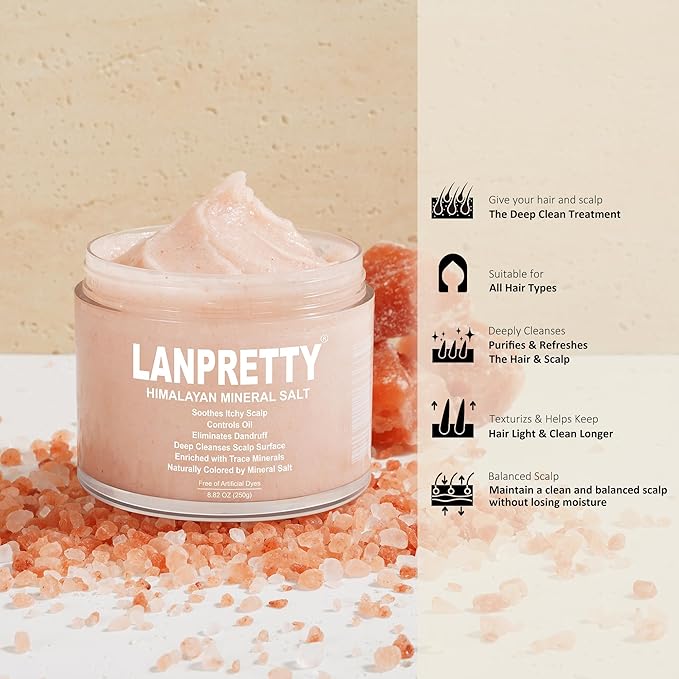 Scalp Scrub & Exfoliator with Mineral Salt | Deep Cleansing & Oil Control | Flake-Free Scalp Treatment for Itch Relief & Smoother Hair | 8.82 oz