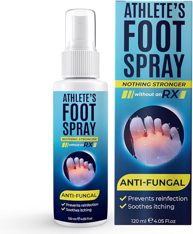 Athlete’s Foot Spray with Tea Tree Oil | Antifungal Treatment for Athlete’s Foot, Jock Itch, Ringworm | Soothes Itchy, Irritated Skin on Feet, Groin & Inner Thighs | Relieves Burning | 120ml