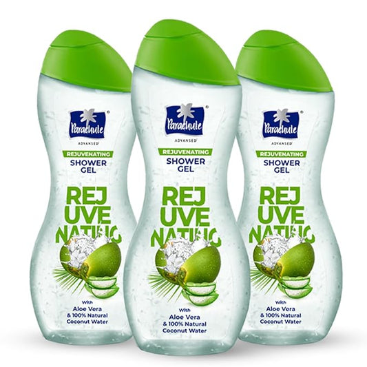 Parachute Advansed Rejuvenating Body Wash | Hydrating Aloe Vera & Coconut Water | Soap-Free, Paraben-Free | Protects Skin Barrier | 8.4 Fl Oz (Pack of 3)