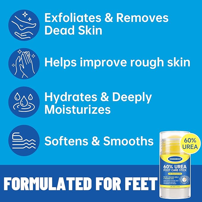 60% Urea + 2% Salicylic Acid Foot Cream–Ultra-Moisturizing Formula, Exfoliates Dead Skin, Softens Dry, Cracked Skin on Feet, Knees, Hands, Elbows. Helps soften callused, rough, or tender areas 1.41oz
