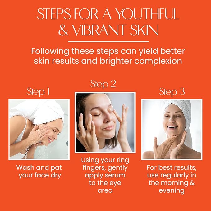 Vitamin C Under Eye Serum - Anti-Aging, Reduces Eye Bags, Puffiness, Dark Circles & Wrinkles - Dermatologist Tested, Korean Skin Care - 1 oz / 30 ml (2 Pack)