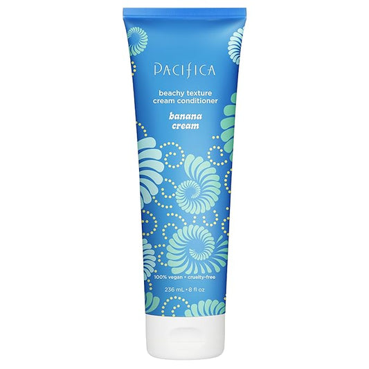 Pacifica Banana Cream Beachy Texture Conditioner – Texturizing Hair Treatment for Natural Beachy Waves, Hydrates & Adds Tousled Body, for All Hair Types Clean Beauty Vegan & Cruelty-Free, 8 Fl Oz