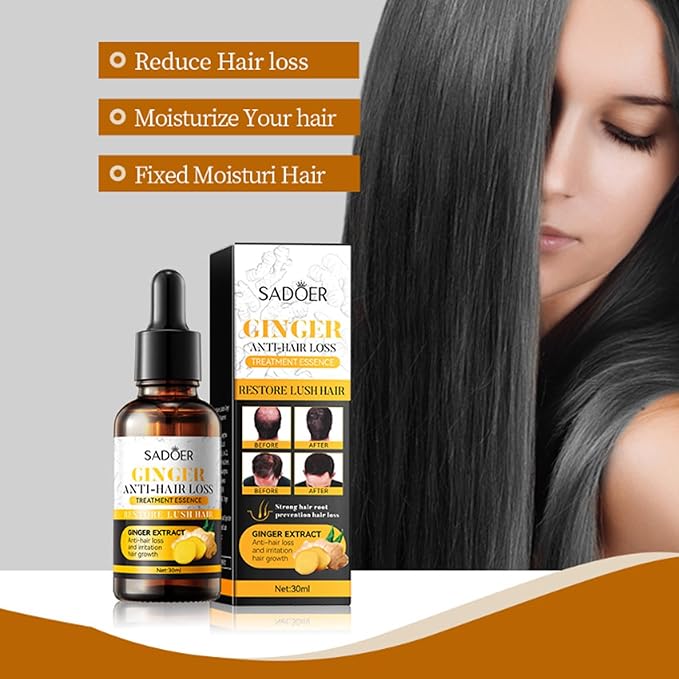 2 PCS Ginger Hair Treatment Oil, Hair Repair and Growth Serum for Dry, Damaged & Coarse Hair, Hair Essential Oil for All Hair Types, 1 Fl. Oz Each