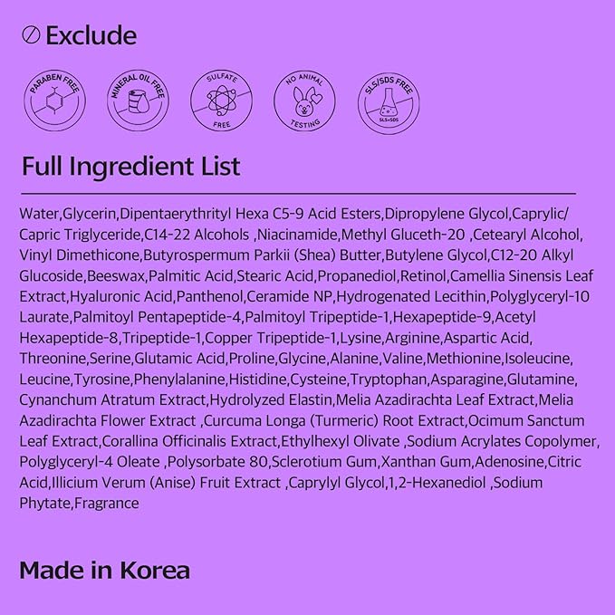 Retinol Peptide Youthful Cream 1.01 fl oz - Korean Skincare with Retinol & Peptides for Firming, Fine Lines, from Face to Neck and Eye Area, Fast Absorbing Texture