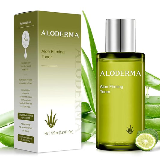 Aloderma Firming Skin Toner with 91% Organic Aloe Vera - Natural Facial Toner for Women with Natural Botanicals to Diminish The Appearance of Fine Lines & Wrinkles - Aloe Vera Facial Toner - 4.2oz