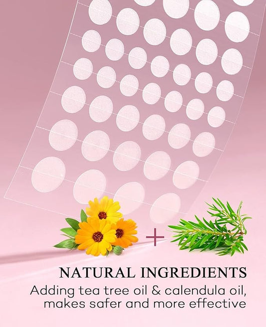 TKTK Hydrocolloid Acne Patches, Pimple Patches for Face with Tea Tree & Calendula Oil - 4 Sizes Clear Cover Stickers, Invisible for Day & Night Use (360 Count)