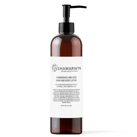 Lemongrass & Sage Hand & Body Lotion for Dry Skin – Infused with Natural-Organic Shea Butter & Acai Fruit Oil (8oz)