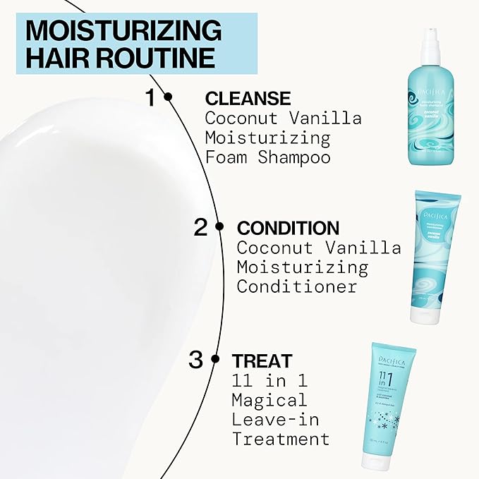 Pacifica Leave In Conditioner - 11 in 1 Magical Hair Treatment - Strengthen & Repair Damaged Hair - Deep Conditioning for Dry Hair Adds Shine & Anti-Frizz for Straight, Wavy & Curly Hair Care, Vegan
