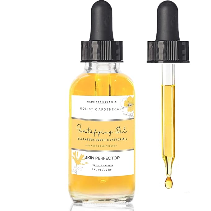 Black Seed, Rosehip & Castor Oil Organic Cold Pressed Fortifying Anti Aging Miracle Facial Moisturizer Face Oil Serum Glow Oil Hydrates Dry Wrinkled Skin Natural Skincare (1 FL OZ)