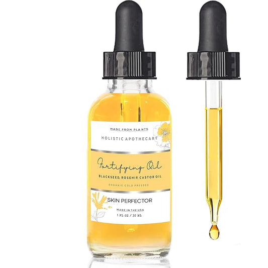 Black Seed, Rosehip & Castor Oil Organic Cold Pressed Fortifying Anti Aging Miracle Facial Moisturizer Face Oil Serum Glow Oil Hydrates Dry Wrinkled Skin Natural Skincare (1 FL OZ)