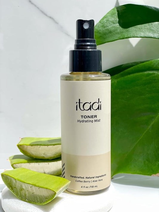 ITADI Organic Daily Natural Spray Toner for Face | Revitalizing Face Spray Mist Hydrating Infused w/Coffee Berry Extract | Ideal for Unclogging & Reducing Pores for Women & Men | 4 fl oz