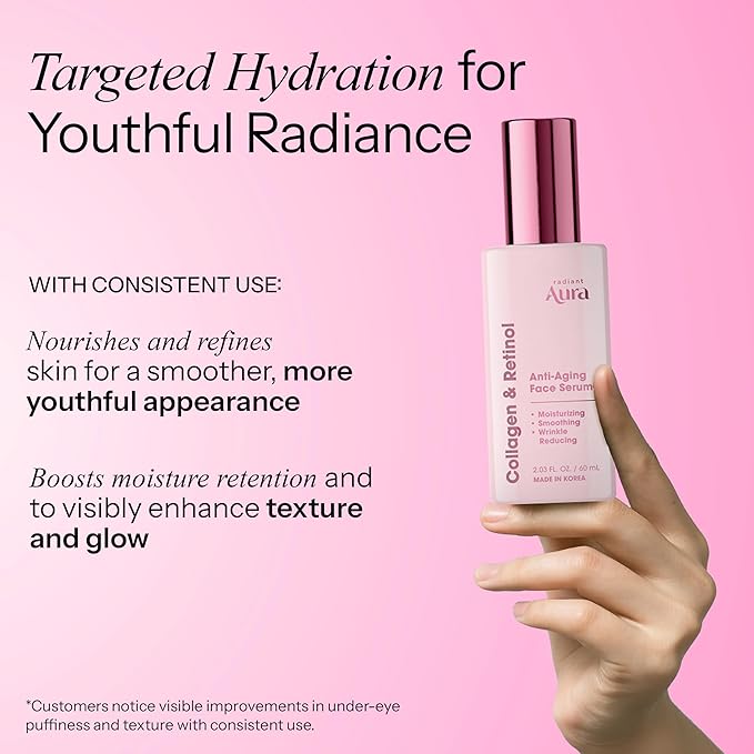 Collagen & Retinol Face Serum-Dermatologist Tested Korean Anti-Aging Solution for Wrinkles & Dark Spots -Premium Skin Repair Formula for Deep Hydration & Rejuvenation 2-pack 2 fl oz