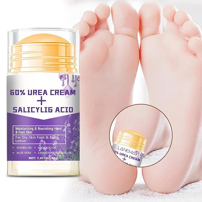 60% Urea Cream - 1.41 oz Lavender Foot Hand Cream Stick for Dry & Cracked Feet Elbows Knees Heels Hands, Hydrates & Nourish Foot Care for Softening and Moisturizing, Removing Calloused Skin