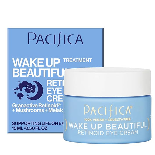 Pacifica Wake Up Beautiful Retinoid Eye Cream – Anti-Aging Under Eye Cream for Fine Lines & Wrinkles, Infused w/ Retinoid, Melatonin & Mushrooms for Puffiness, Dark Circles & Eye Bags Daily Treatment