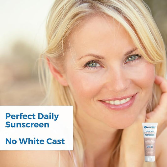 Waxhead Tinted Mineral Sunscreen for Face – Sheer Glow BB Cream Moisturizer with SPF 31, Non-Nano Zinc Oxide, Unscented, Non‑Comedogenic Mineral Facial Sunscreen, Primer under Makeup (Light Tint 4oz)