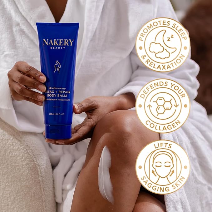 Nakery SkinRecovery Relaxing Magnesium Balm - Skin Tightening Cream for Body with SepiLift & Retinol - Muscle Balm with Melatonin for Restful Sleep - Hydrating Dry Skin Cream with Shea Butter
