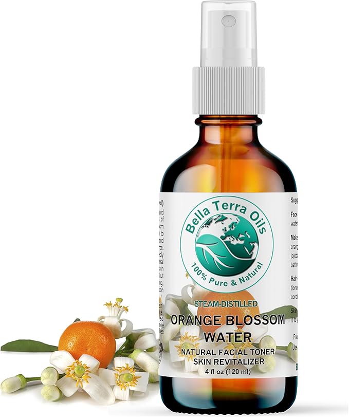 Bella Terra Oils - Organic Neroli Water 4 oz - Extracted from Citrus Aurantium Blossoms, Brimming with Potent Antioxidants, Ideal Skin Quencher & Toner