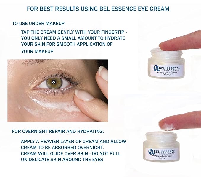 Bel Essence Anti-Aging Face Moisturizer and Anti-Wrinkle Under Eye Cream - Natural Aging Skin Care Set for Normal to Dry Skin - Hydrating Face Cream to Firm Skin, Reduce Fine Lines -1.5 Oz/.5 Oz