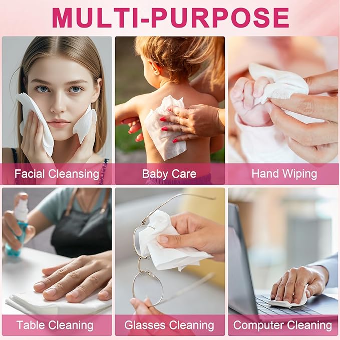 120 Count XXL Disposable Face Towels 12" × 12", 100% USDA Biobased Face Towelettes Disposable, Clean Facial Towels for Makeup and Clean Skin, Super Soft and Thick Dry Wipes Club