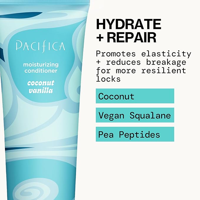 Pacifica Coconut Vanilla Moisturizing Hair Conditioner – Deep Hydrating Treatment for Dry & Damaged Hair, Restorative Shine, Vegan & Sulfate Free Clean Beauty & Hair Care 8 fl oz