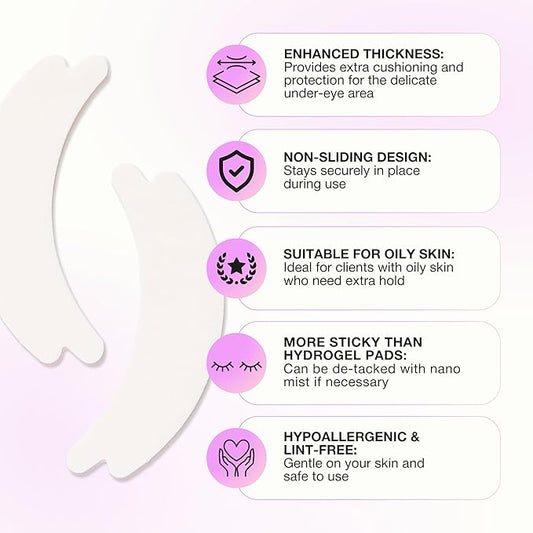 Curacoro Double Foam Eye Pads For Lash Extension, Hypoallergenic Eye Pads Lash Extension Supplies for Oily Skin & Sensitive Eyes, Soft Sticky Pads for Lash Perm Lamination, Lash Remover (46 Pads)