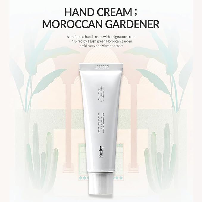 Huxley Secret of Sahara Hand Cream 30ml | Hydrates, Nourishes & Softens Skin | Non-Greasy Moisturizer that Soothes and Softens Hands | Hand Cream for Women & Men (1.01 Fl Oz, Moroccan Gardener)
