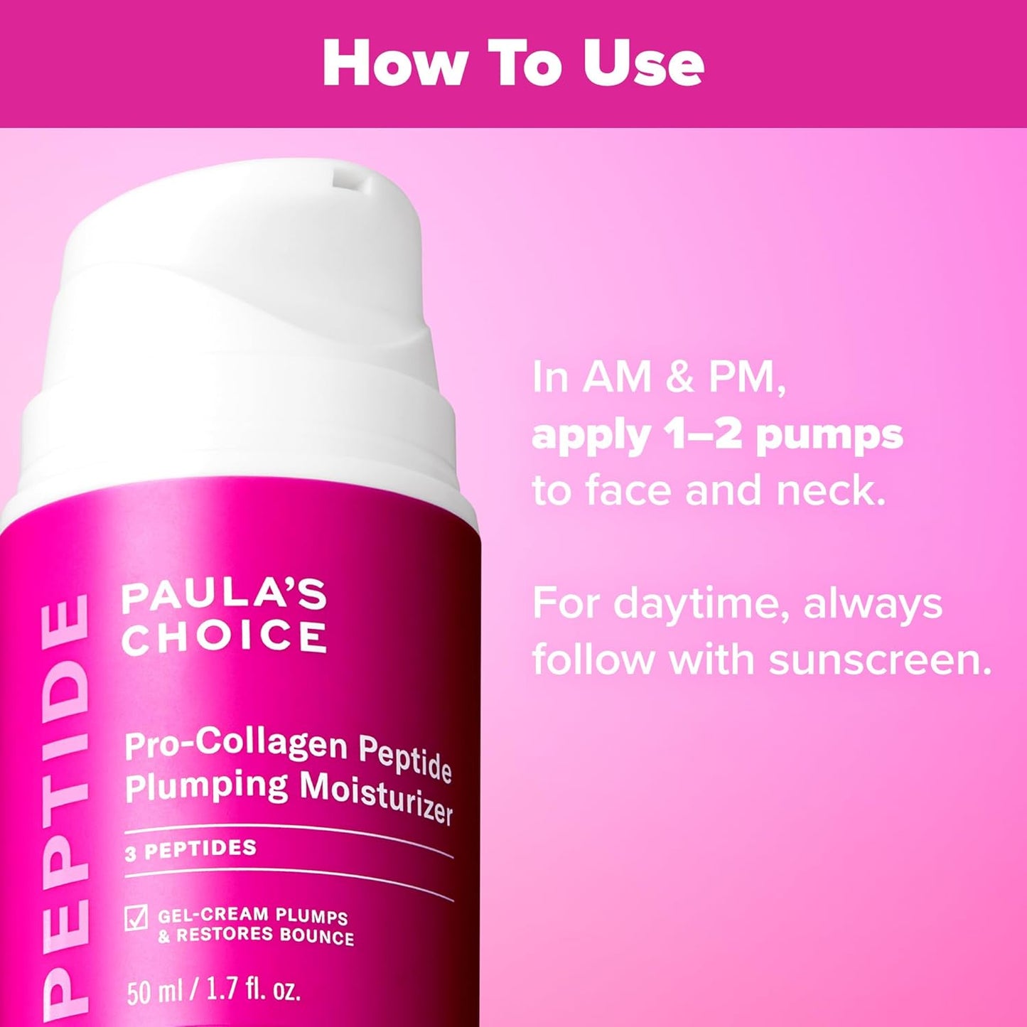 Pro-Collagen Peptide Plumping Moisturizer – Lightweight Daily Gel-Cream with Peptides & Hyaluronic Acid | Hydrating Face Cream for Wrinkles, Fine Lines, Firmness & Dry Skin | Fragrance-Free | 1.7 Fl Oz