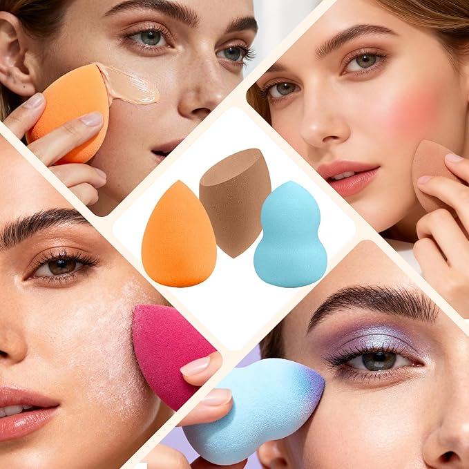30 Pcs Multicolor Makeup Sponge Set - Latex-Free, Soft & Reusable Beauty Blender Sponges for Wet/Dry Use Blending Powder Puff for Foundation & Concealer Washable Makeup Sponges