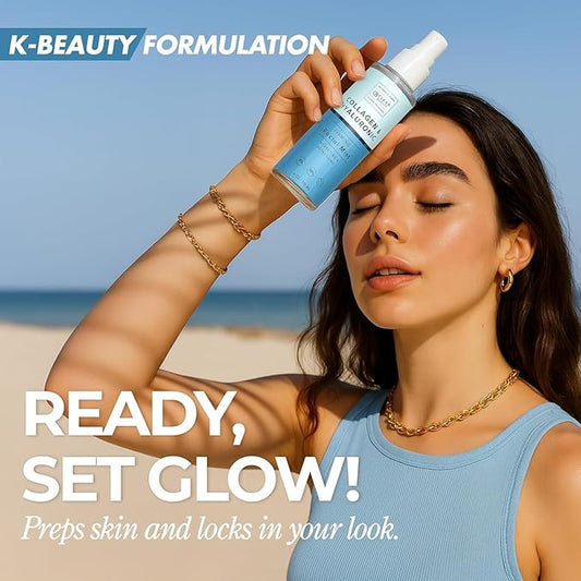 Hyaluronic Acid & Collagen Face Mist - Dermatologist Tested, Moisturizes & Tones Skin, Anti-Aging, Natural Ingredients, Cruelty-Free Korean Skin Care - All Skin Types - 4 OZ (2 Pack)