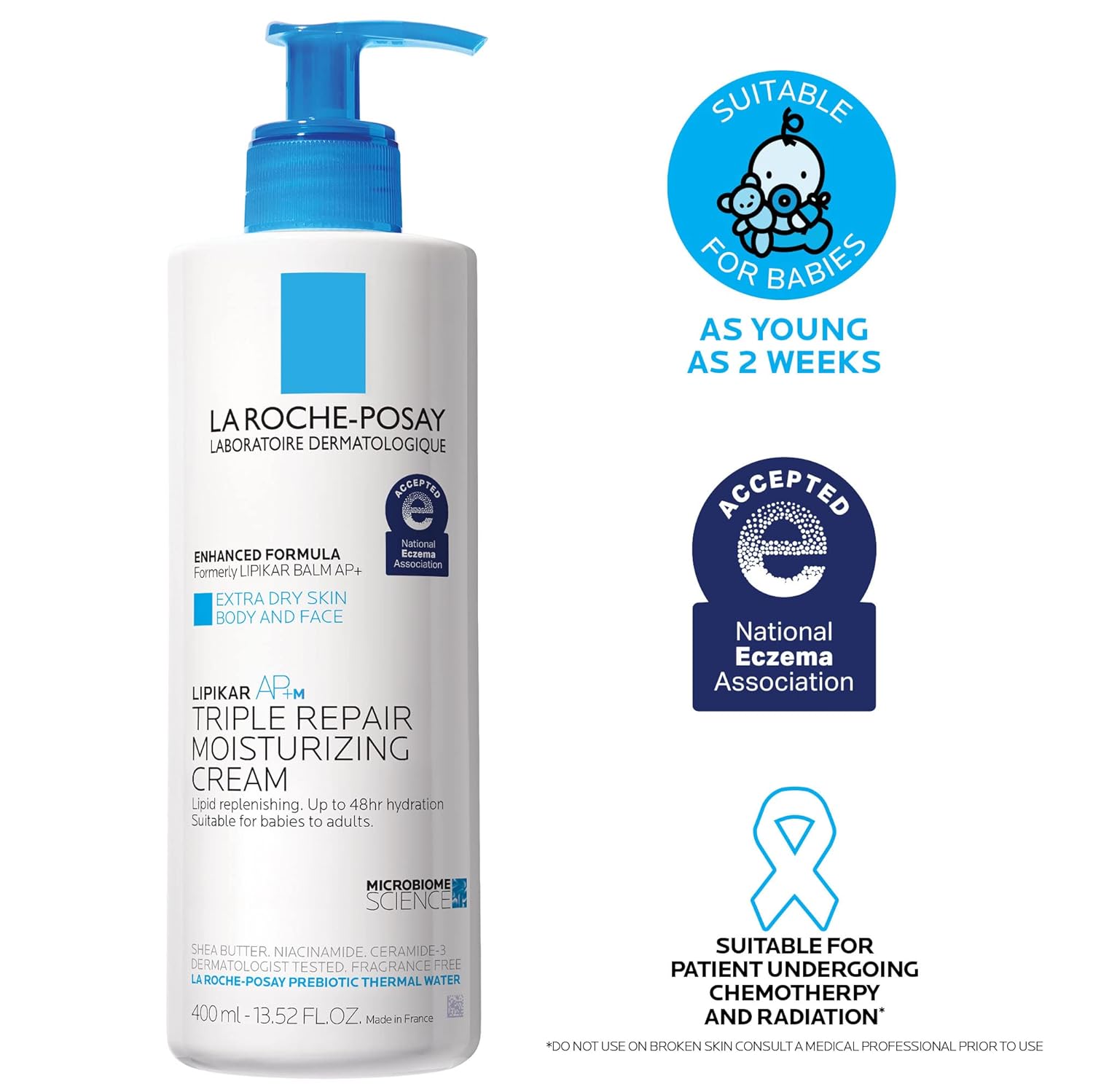 💧 La Roche-Posay Lipikar AP+ Triple Repair Moisturizing Cream – Face & Body Lotion for Dry, Sensitive Skin with Shea Butter & Niacinamide
