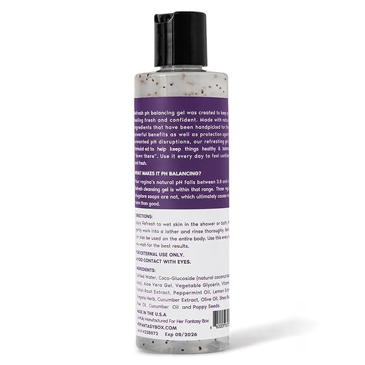 Her Fantasy Box | Refresh pH Balancing Shower Gel - Natural Feminine Hygiene Solution for Gentle Cleansing, Odor Control, and Skin Nourishment - pH-Balanced Formula for All Skin Types (8 oz)