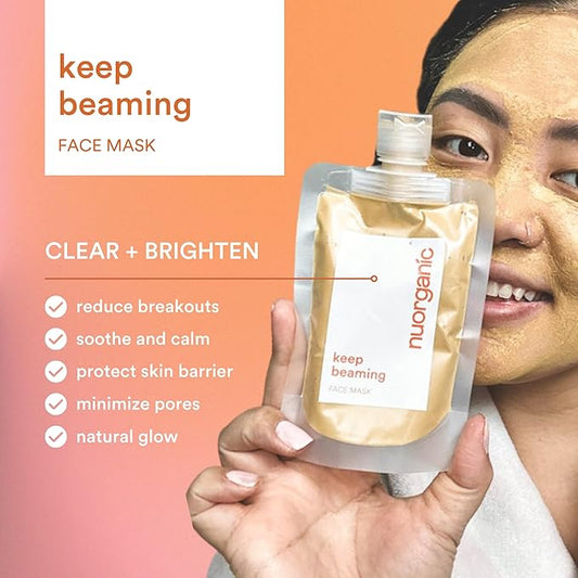nuorganic Turmeric Face Mask - Soothing, Acne Clearing, Pore Refining, Exfoliating - New Airtight Squeezy Tube, Stays Fresh for 12 Months - Clean & Natural