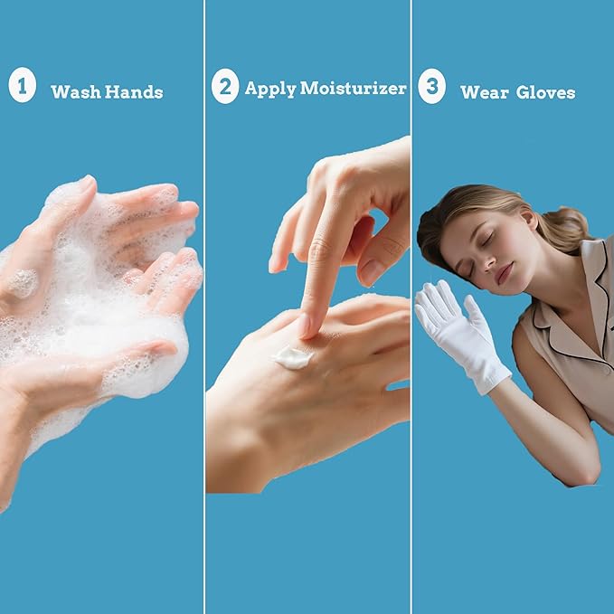 100% White Cotton Gloves for Dry Hands, 6 Pairs Moisturizing & Eczema Overnight, Work Gloves Liners, Ideal for Sleep & Spa Treatment, Coin Jewelry Silver Inspection, Medium, One Size