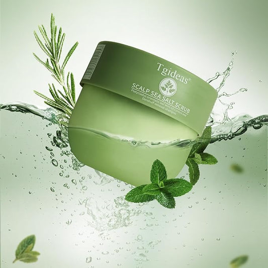 Sea Salt Scalp Scrub, Rosemary Scalp Exfoliator Shampoo, 2-in-1 Hair Treatment with Mint Argan Oil Keratin, Lasting Fluffy, Clarifying and Buildup Removal Hair Care with Silicone Massager
