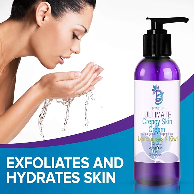 Diva Stuff Crepey Skin Cream Strawberry Patch, For Face & Body, Increases Collagen And Reduces Wrinkles & Fine Lines, Alpha Hydroxy Acids, Hyaluronic Acid, Honey, Coconut Oil, Argan Oil (8 oz)