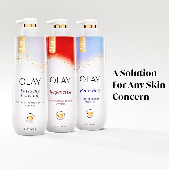 Olay Body Wash for Women, Regenerist Smoothing, Niacinamide Serum Complex, Renews Moisture, Free of Parabens & Phthalates, Vitamin B3 Lameller Technology, For All Skin Types, 20 fl oz (Pack of 4)