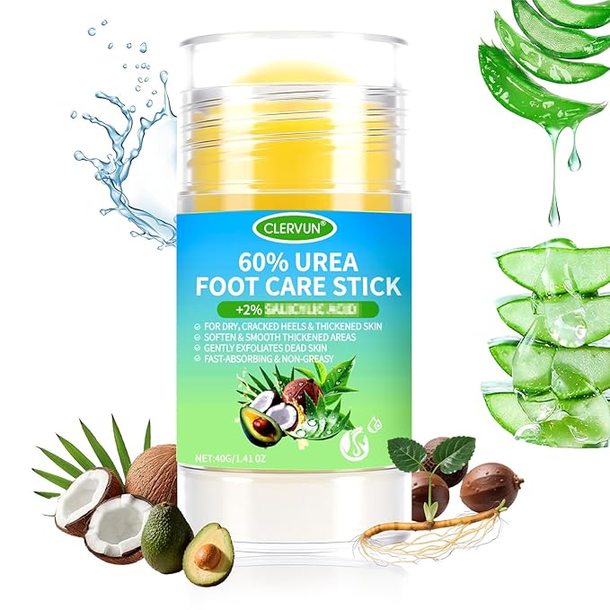 60% Urea Cream Stick with 2% Salicylic Acid, Anti-Cracking Foot & Hand Cream Moisturizer for Dry Cracked Heel Feet, Knee, Elbow, Foot Balm Stick for Callus Remover & Dead Skin Softener (1)