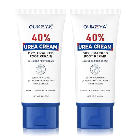 OUKEYA Urea Cream 40 Percent Tube 3 Oz, Foot & Hand Cream for Dry Cracked,40 per Urea Lotion for Feet Maximum Strength, 2 Pack