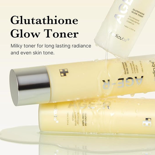 medicube Age-R Glutathione Glow Milky Toner, Low-Irritation Double Layer Toner for Glass Glow Skin with Peptide, Even Skin Tone, Radiance, Hydration, Korean Skincare